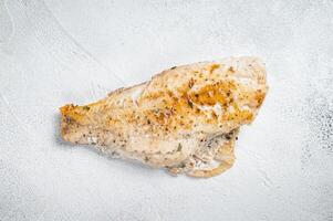 Grilled sea red perch fillet, Snapper fish. White background. Top view. Copy space photo