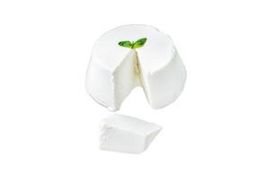 Fresh Ricotta cream Cheese Isolated on white background, top view. photo