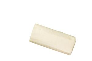 Butter sliced Spread block on a wooden board with herbs. High quality Isolate, white background. photo