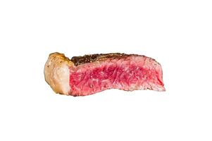 Steak of marble beef black Angus roasted rear. Isolated on white background. photo