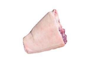 Raw pork knuckle meat on a kitchen table. High quality Isolate, white background. photo