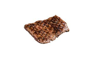 Alternative choice steak - Grilled Skirt or Machete beef meat. Isolated on white background. photo