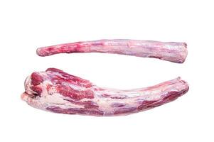Raw whole Beef veal Oxtail Meat on butcher table. Isolated on white background. photo
