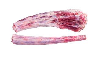 Raw whole Beef veal Oxtail Meat on butcher table. Isolated on white background. photo