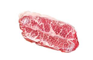 Raw Top Blade beef meat steak. Isolated on white background. Top view. photo