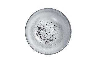 Food cooking background, empty white craft plate on table. Table setting. Isolated on white background. photo