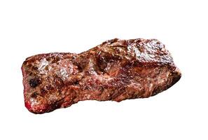 Grilled machete or skirt beef steak. Isolated on white background. photo