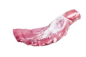 Raw pork tenderloin meat. Isolated on white background. photo