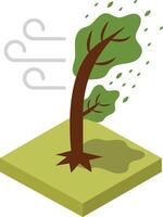 The wind storm uprooted trees and downed power lines. vector