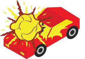 The car explosion startled everyone in the vicinity. vector