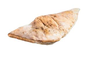 Italian Calzone pizza with chicken and cheese. Isolated on white background. photo