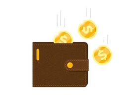 Reward cashback program concept illustration. Golden coins returning to wallet. Earn points with promotional program to grow savings. Symbolizes cash return or loyalty benefits. Isolated illustration vector
