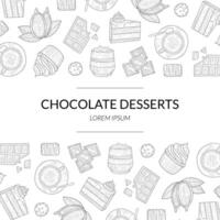 Chocolate Desserts Banner Template with Hand Drawn Pattern, Design Element Can Be Used Packaging, Label, Branding Identity, Certificate, Flyer, Coupon Illustration vector