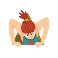 Girl Climbing Out of Triangular Shape Cartoon Illustration vector