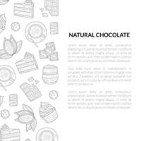 Natural Chocolate Banner Template with Hand Drawn Pattern and Place for Text, Design Element Can Be Used Packaging, Label, Branding Identity, Certificate, Flyer, Coupon Illustration vector