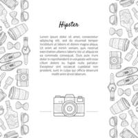 Hipster Banner Template with Place for Text and Gentleman Accessories Hand Drawn Pattern Illustration vector
