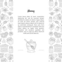 Honey Banner Template with Hand Drawn Pattern and Place for Text, Natural Sweet Healthy Food, Design Element Can Be Used for Card, Label, Invitation, Certificate, Flyer Illustration vector