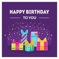 Happy Birthday to You Banner Template with Gift Boxes, Design Element Can Be Used for Greeting or Invitation Card, Flyer, Certificate Illustration vector