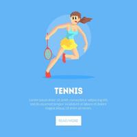 Girl Playing Tennis, Weaing Sports Uniform Banner Template, Design Element Can Be Used for Landing Page, Mobile App, Website Illustration vector