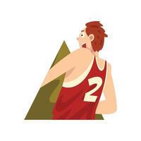 Young Man Climbing Out of Triangular Shape Cartoon Illustration vector
