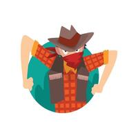 Cowboy Man Climbing Out of Triangular Shape Cartoon Illustration vector