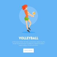 Female Volleyball Player with BallBanner Template, Design Element Can Be Used for Landing Page, Mobile App, Website Illustration vector