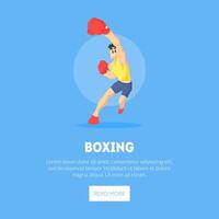 Male Boxer Athlete in Sports Uniform and Boxing Gloves Banner Template, Design Element Can Be Used for Landing Page, Mobile App, Website Illustration vector