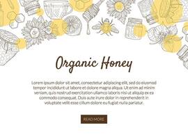 Organic Honey Production Banner Template with Pattern and Place for Text, Natural Sweet Healthy Food, Design Element Can Be Used for Mobile Website, Landing Page Illustration vector