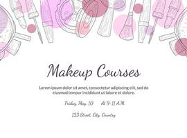 Makeup Courses Banner Template with Place for Your Text, Design Element For Flyer, Gift Card, Coupon, Brochure Illustration vector