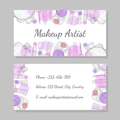 Makeup Artist Business Card, Visiting Card Template with Place for Your Text Illustration