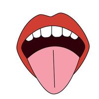 Isolated illustration of open mouth sticking out tongue vector