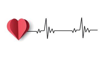 Red Heart with cardiogram element. Background design for Medical Banner, Poster, Flayer. Minimalist Delicate red elegant banner for websites, social networks, postcards. vector