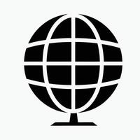 A black and white globe icon on a white background vector
