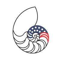 An image of an american flag nautilus shell vector
