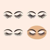 Set of false eyelashes with different shapes and sizes vector