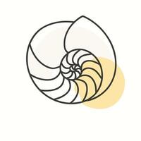 A line drawing of a shell with a yellow light vector