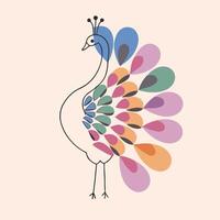 A colorful peacock with a crown on its head vector