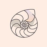 A nautilus shell icon in a line drawing vector