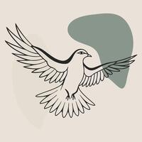 A drawing of a dove flying in the air vector