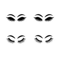 Four black and white images of eyelashes vector