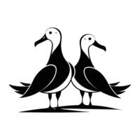 Two black and white birds standing on a white background vector