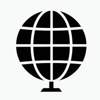 A black and white globe icon on a white background vector
