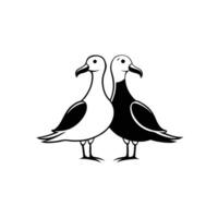 Two seagulls standing next to each other on a white background vector