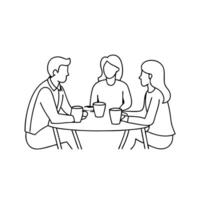 People sitting at a table with coffee cups vector