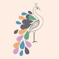 A colorful peacock with a long tail vector