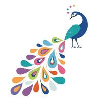 A colorful peacock with a colorful tail vector