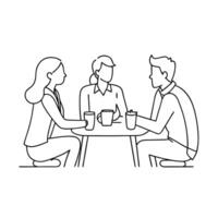 People sitting at a table with coffee and drinks vector