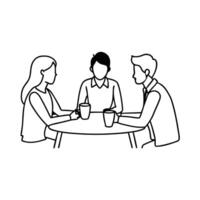 Two people sitting at a table with coffee cups vector