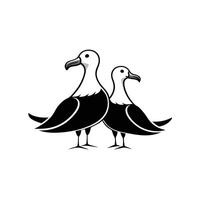 Two seagulls standing next to each other on a white background vector