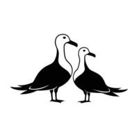 Black and white silhouette of two seagulls vector